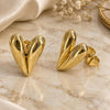 Oro Laminado Stud Earring, Gold Filled Style Heart Design, Polished, Golden Finish, 02.156.0694