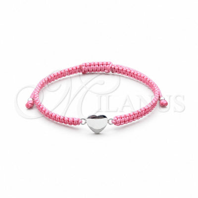 Sterling Silver Adjustable Bolo Bracelet, Heart Design, Algodón, Silver Finish, 03.426.0041.07 (04 MM for wholesale, main product view