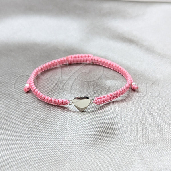 Sterling Silver Adjustable Bolo Bracelet, Heart Design, Algodón, Silver Finish, 03.426.0041.07 (04 MM Thickness, 7 Inches Length)
