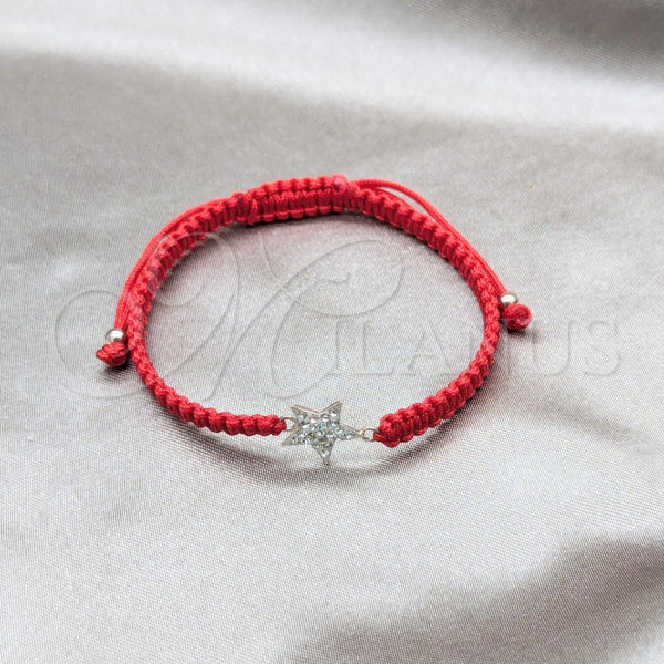 Sterling Silver Bracelet — Adjustable Bolo Bracelet Star Design with White Crystal — alternate product view — SKU 158598 | Plata 925 brazalete — Adjustable Bolo Bracelet estrella diseño with cristal blanco — SKU 158598