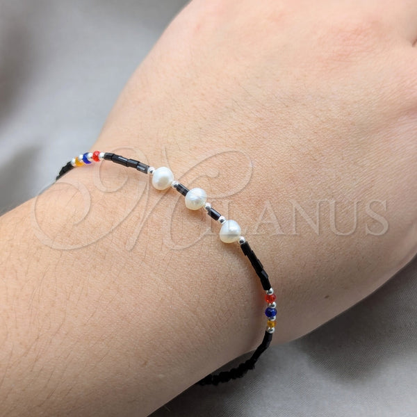 Sterling Silver Bracelet — Fancy Bracelet Ball Design with White Pearl and — alternate product view — SKU 158603 | Plata 925 brazalete — elegante Bracelet Ball diseño with blanco Pearl and — SKU 158603