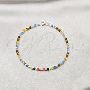 Sterling Silver Bracelet — Fancy Bracelet Ball Design with Multicolor Crystal Polished — main product view — SKU 158604 | Plata 925 brazalete — elegante Bracelet Ball diseño with Multicolor cristal pulido — SKU 158604