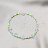 Sterling Silver Fancy Bracelet, Ball Design, with White Pearl and Aquamarine Crystal, Polished, Silver Finish, 03.426.0049.07 (03 MM Thickness, 7 Inches Length)