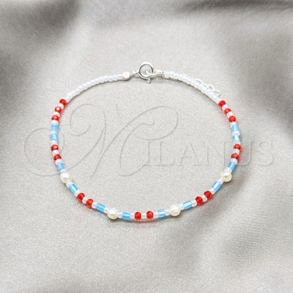 Sterling Silver Bracelet — Fancy Bracelet Ball Design with White Pearl and — main product view — SKU 158606 | Plata 925 brazalete — elegante Bracelet Ball diseño with blanco Pearl and — SKU 158606