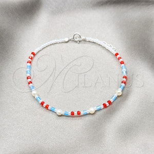 Sterling Silver Bracelet — Fancy Bracelet Ball Design with White Pearl and — main product view — SKU 158606 | Plata 925 brazalete — elegante Bracelet Ball diseño with blanco Pearl and — SKU 158606