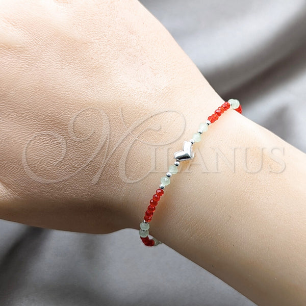 Sterling Silver Bracelet — Fancy Bracelet Ball and Heart Design with Orange — alternate product view — SKU 158608 | Plata 925 brazalete — elegante Bracelet Ball and corazón diseño with Orange — SKU 158608