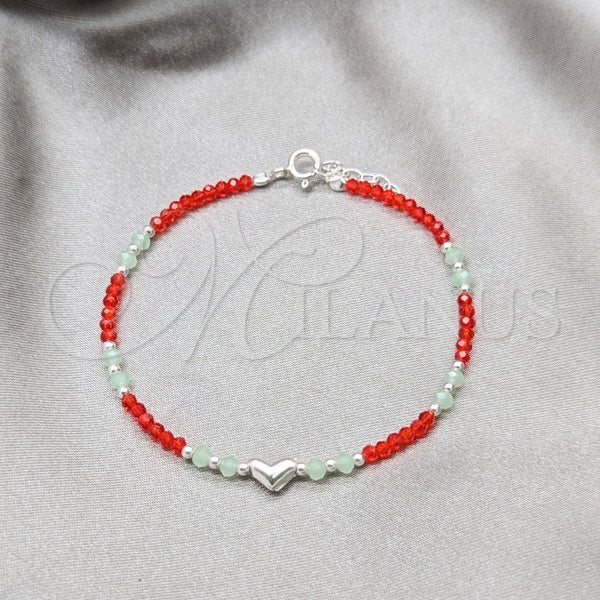 Sterling Silver Bracelet — Fancy Bracelet Ball and Heart Design with Orange — main product view — SKU 158608 | Plata 925 brazalete — elegante Bracelet Ball and corazón diseño with Orange — SKU 158608