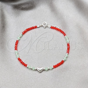 Sterling Silver Bracelet — Fancy Bracelet Ball and Heart Design with Orange — main product view — SKU 158608 | Plata 925 brazalete — elegante Bracelet Ball and corazón diseño with Orange — SKU 158608