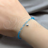 Sterling Silver Fancy Bracelet, Heart and Ball Design, with Aqua Blue Crystal, Polished, Silver Finish, 03.426.0052.07 (04 MM Thickness, 7 Inches Length)