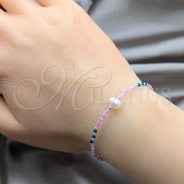 Sterling Silver Bracelet — Fancy Bracelet Ball Design with White Pearl and — alternate product view — SKU 158612 | Plata 925 brazalete — elegante Bracelet Ball diseño with blanco Pearl and — SKU 158612