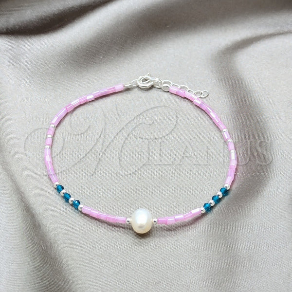 Sterling Silver Bracelet — Fancy Bracelet Ball Design with White Pearl and — main product view — SKU 158612 | Plata 925 brazalete — elegante Bracelet Ball diseño with blanco Pearl and — SKU 158612