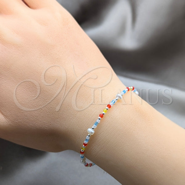 Sterling Silver Bracelet — Fancy Bracelet Ball Design with White Pearl and — alternate product view — SKU 158613 | Plata 925 brazalete — elegante Bracelet Ball diseño with blanco Pearl and — SKU 158613