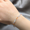 Sterling Silver Fancy Bracelet, Ball Design, with White Pearl and Multicolor Crystal, Polished, Silver Finish, 03.426.0056.07 (06 MM Thickness, 7 Inches Length)