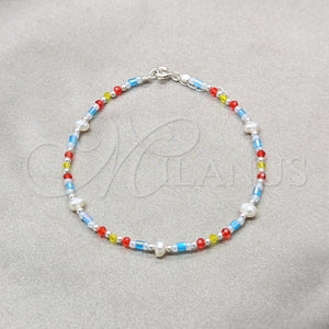 Sterling Silver Bracelet — Fancy Bracelet Ball Design with White Pearl and — main product view — SKU 158613 | Plata 925 brazalete — elegante Bracelet Ball diseño with blanco Pearl and — SKU 158613