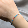 Sterling Silver Fancy Bracelet, Ball Design, with White Pearl and Multicolor Crystal, Polished, Silver Finish, 03.426.0057.07 (04 MM Thickness, 7 Inches Length)