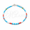 Sterling Silver Fancy Bracelet, Ball Design, with White Pearl and Multicolor Crystal, Polished, Silver Finish, 03.426.0057.07 (04 MM Thickness, 7 Inches Length)