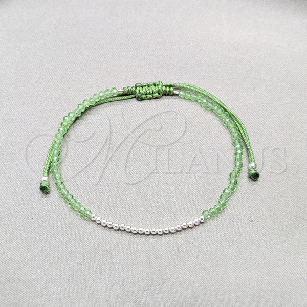 Sterling Silver Adjustable Bolo Bracelet, Ball Design, with Peridot Crystal, Polished, Silver Finish, 03.426.0058.07