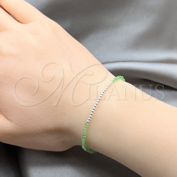Sterling Silver Bracelet — Adjustable Bolo Bracelet Ball Design with Peridot Crystal — alternate product view — SKU 158615 | Plata 925 brazalete — Adjustable Bolo Bracelet Ball diseño with Peridot cristal — SKU 158615