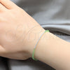 Sterling Silver Adjustable Bolo Bracelet, Ball Design, with Peridot Crystal, Polished, Silver Finish, 03.426.0058.07 (03 MM Thickness, 7 Inches Length)