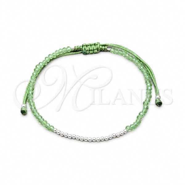 Sterling Silver Adjustable Bolo Bracelet, Ball Design, with Peridot Crystal, Polished, Silver Finish, 03.426.0058.07 (03 MM Thickness, 7 Inches Length)