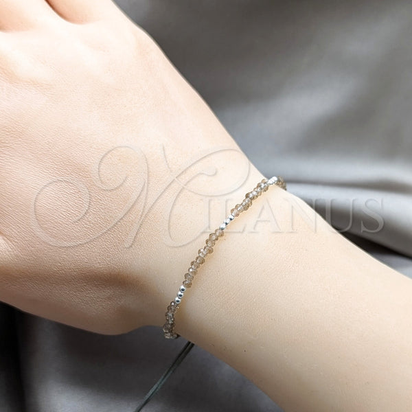 Sterling Silver Bracelet — Adjustable Bolo Bracelet Ball Design with Light Brown — alternate product view — SKU 158616 | Plata 925 brazalete — Adjustable Bolo Bracelet Ball diseño with Light Brown — SKU 158616