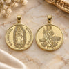 Oro Laminado Religious Pendant, Gold Filled Style Guadalupe and San Judas Design, Polished, Golden Finish, 05.427.0001