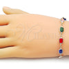 Oro Laminado Fancy Bracelet, Gold Filled Style with Multicolor Crystal, Polished, Golden Finish, 03.326.0026.07 (07 MM Thickness, 7 Inches Length)