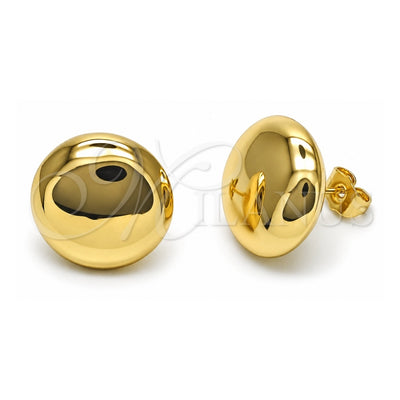 Oro Laminado Stud Earring, Gold Filled Style Hollow Design, Polished, Golden Finish, 02.163.0348