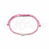 Sterling Silver Adjustable Bolo Bracelet, Ball Design, with White Pearl and Light Rhodolite Crystal, Algodón, Silver Finish, 03.426.0064.2.07 (08 MM Thickness, 7 Inches Length)