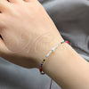 Sterling Silver Adjustable Bolo Bracelet, Ball Design, with White Pearl and Multicolor Crystal, Polished, Silver Finish, 03.426.0068.07 (06 MM Thickness, 7 Inches Length)