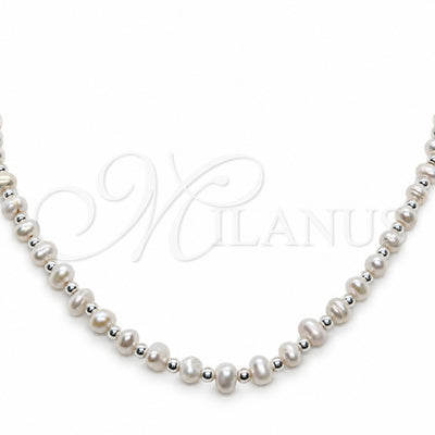 Sterling Silver Fancy Necklace, Ball Design, with White Pearl, Polished, Silver Finish, 04.392.0001.18 (06 MM for wholesale, main product view