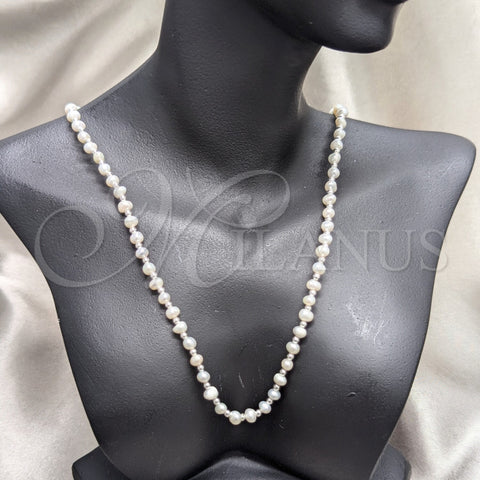 Sterling Silver Fancy Necklace, Ball Design, with White Pearl, Polished, Silver Finish, 04.392.0001.18 (06 MM Thickness, 18 Inches Length)