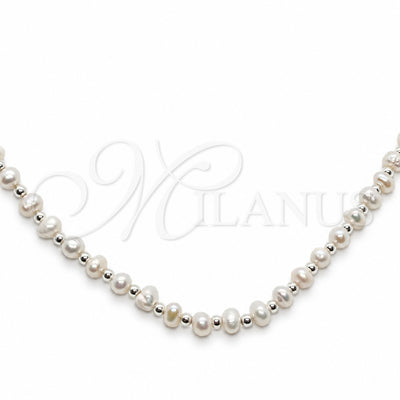Sterling Silver Fancy Necklace, Ball Design, with White Pearl, Polished, Silver Finish, 04.392.0001.20 (06 MM for wholesale, main product view