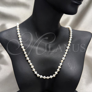 Sterling Silver Necklace — Fancy Necklace Ball Design with White Pearl Polished — main product view — SKU 158641 | Plata 925 collar — elegante Necklace Ball diseño with blanco Pearl pulido — SKU 158641