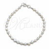 Sterling Silver Fancy Bracelet, Ball Design, with White Pearl, Polished, Silver Finish, 04.392.0001.07 (06 MM Thickness, 7 Inches Length)