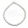 Sterling Silver Fancy Bracelet, Ball Design, with White Pearl, Polished, Silver Finish, 04.392.0001.07 (06 MM Thickness, 7 Inches Length)