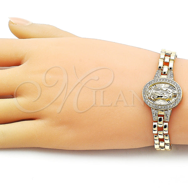 Gold Filled Bracelet — Fancy Bracelet Guadalupe Design with White Cubic Zirconia — alternate product view — SKU 158647 | Oro Laminado brazalete — elegante Bracelet Guadalupe diseño with blanco Cubic Zirconia — SKU 158647