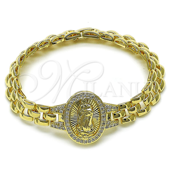 Gold Filled Bracelet — Fancy Bracelet Guadalupe Design with White Cubic Zirconia — main product view — SKU 158647 | Oro Laminado brazalete — elegante Bracelet Guadalupe diseño with blanco Cubic Zirconia — SKU 158647