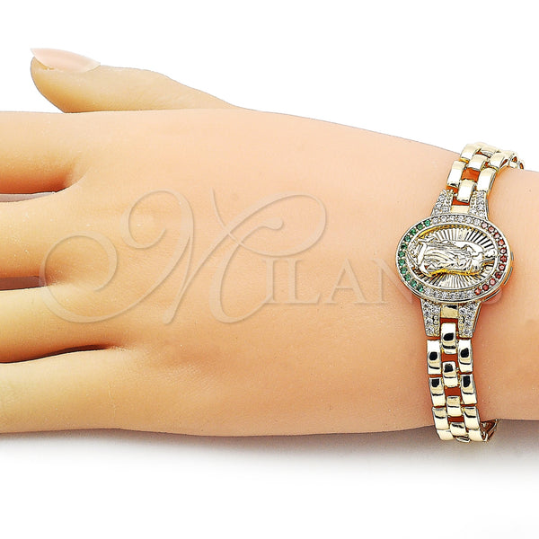 Gold Filled Bracelet — Fancy Bracelet Guadalupe Design with Multicolor Cubic Zirconia — alternate product view — SKU 158648 | Oro Laminado brazalete — elegante Bracelet Guadalupe diseño with Multicolor Cubic Zirconia — SKU 158648