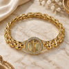 Oro Laminado Fancy Bracelet, Gold Filled Style Jesus and Crucifix Design, with White Cubic Zirconia, Diamond Cutting Finish, Golden Finish, 03.97.0002.08 (09 MM Thickness, 8 Inches Length)