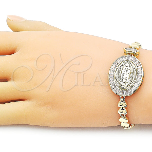 Gold Filled Bracelet — Fancy Bracelet Guadalupe and Baguette Design with White — alternate product view — SKU 158650 | Oro Laminado brazalete — elegante Bracelet Guadalupe and Baguette diseño with blanco — SKU 158650