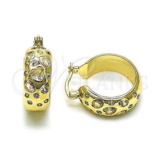 Gold Filled Hoop Earrings — Small Hoop Heart Design with White Cubic Zirconia — main product view — SKU 158653 | Oro Laminado aretes de aro — aro pequeño corazón diseño with blanco Cubic Zirconia — SKU 158653