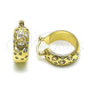 Oro Laminado Small Hoop, Gold Filled Style Heart Design, with White Cubic Zirconia, Polished, Golden Finish, 02.195.0320.20