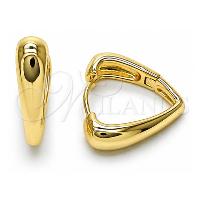 Oro Laminado Huggie Hoop, Gold Filled Style Heart Design, Polished, Golden Finish, 02.195.0321.20