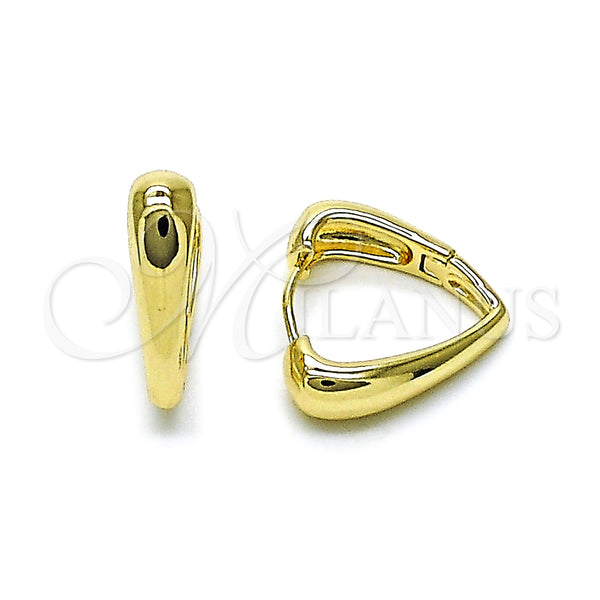 Gold Filled Hoop Earrings — Huggie Hoop Heart Design Polished 02. — main product view — SKU 158662 | Oro Laminado aretes de aro — Huggie Hoop corazón diseño pulido 02. — SKU 158662
