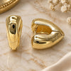 Oro Laminado Huggie Hoop, Gold Filled Style Heart Design, Polished, Golden Finish, 02.195.0323.20