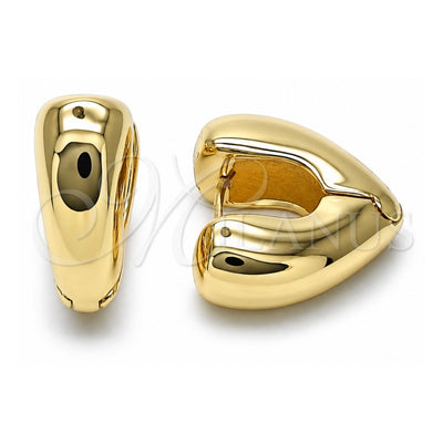 Oro Laminado Huggie Hoop, Gold Filled Style Heart Design, Polished, Golden Finish, 02.195.0323.20