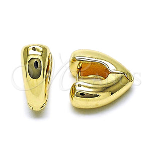 Gold Filled Hoop Earrings — Huggie Hoop Heart Design Polished 02. — main product view — SKU 158664 | Oro Laminado aretes de aro — Huggie Hoop corazón diseño pulido 02. — SKU 158664