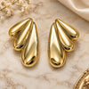 Oro Laminado Stud Earring, Gold Filled Style Wings Design, Polished, Golden Finish, 02.195.0326