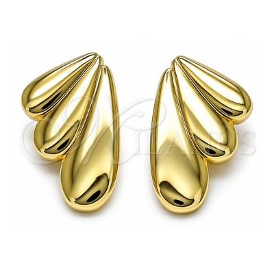 Oro Laminado Stud Earring, Gold Filled Style Wings Design, Polished, Golden Finish, 02.195.0326